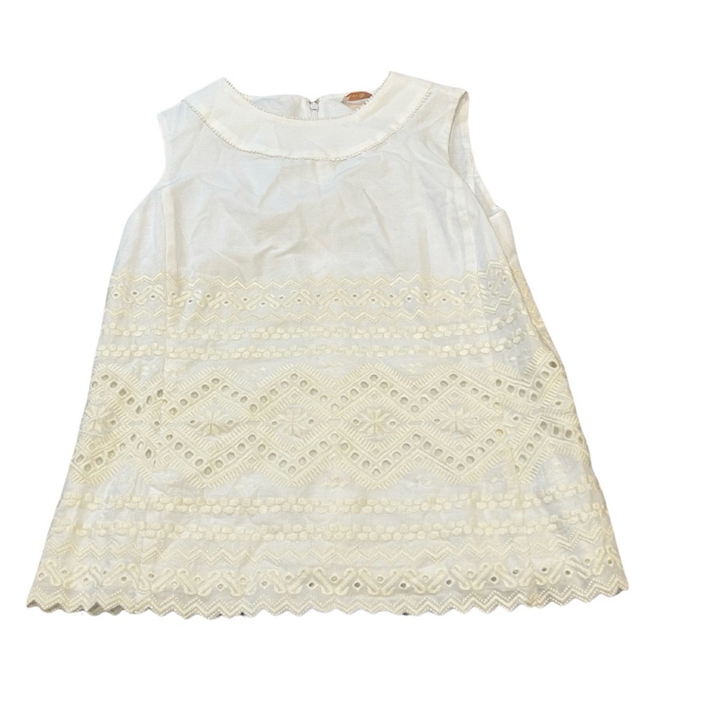 Tory Burch Serephina Embroidered Cotton Sleeveless Top | Cream/White | Size 6